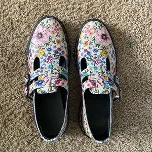 White floral Dr Martens Mary Janes, size 11L